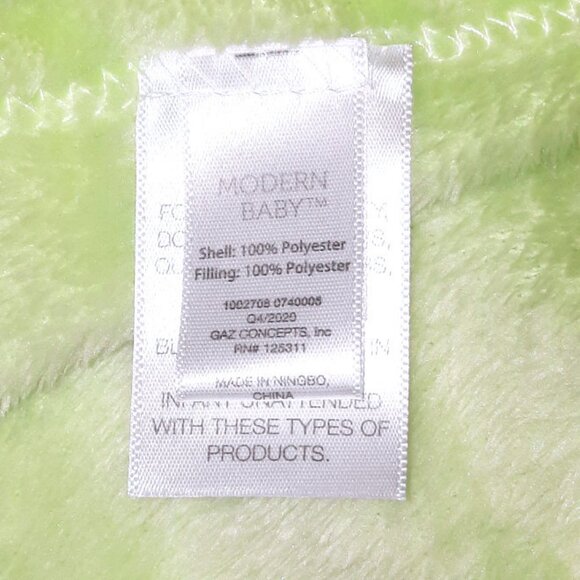 Modern Baby Plush Avocado Green Rattle Lovey Security Blanket 12" X 12" - Picture 4 of 4